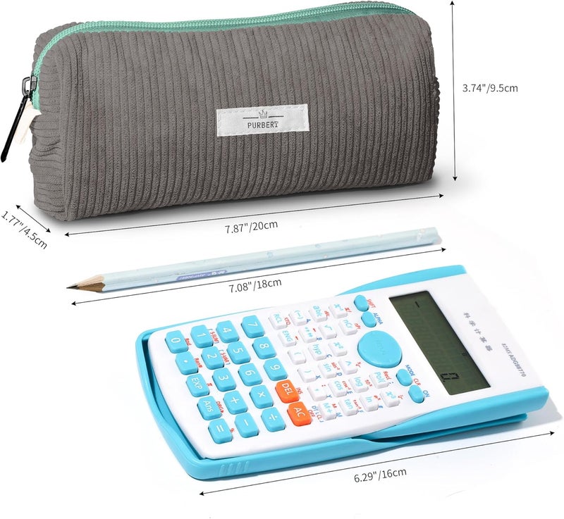 Purbert Pencil Bag Pen Case, Soft Corduroy Small Pencil Pouch Organizer with Zipper, Cute Pencil Case Pouch Stationery for Girls and Boys – Grey - Image 3